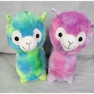 (2) Llama Plush Stuffed Animals Alpaca Pink/Purple & Green/Blue Llama Drama Fun